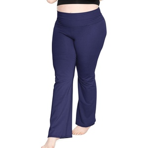 image:imageSTRETCH IS COMFORT Cotton Yoga Black Pants for Women Wide Leg Pants Comfy  4 way stretch adjustable high or low waist snug hip fit slight ankle opening lounge Women Pants Wide Leg Pants WomenNavy Blue