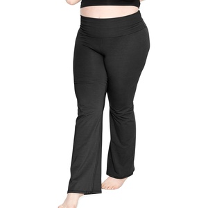 image:imageSTRETCH IS COMFORT Cotton Yoga Black Pants for Women Wide Leg Pants Comfy  4 way stretch adjustable high or low waist snug hip fit slight ankle opening lounge Women Pants Wide Leg Pants WomenBlack