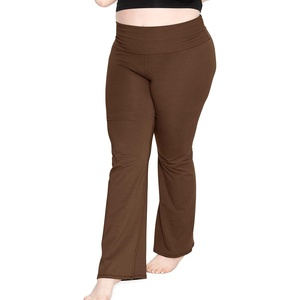 image:imageSTRETCH IS COMFORT Cotton Yoga Black Pants for Women Wide Leg Pants Comfy  4 way stretch adjustable high or low waist snug hip fit slight ankle opening lounge Women Pants Wide Leg Pants WomenBrown