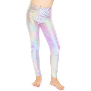 image:imageSTRETCH IS COMFORT Girls Metallic Leggings  Sparkly Dance Pants  Shiny Stretch Tights  Gold Leggings Girls Pink NeonHolographic Silver