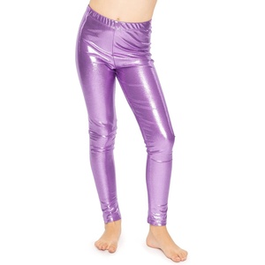 image:imageSTRETCH IS COMFORT Girls Metallic Leggings  Sparkly Dance Pants  Shiny Stretch Tights  Gold Leggings Girls Pink NeonLavender