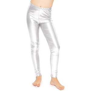 image:imageSTRETCH IS COMFORT Girls Metallic Leggings  Sparkly Dance Pants  Shiny Stretch Tights  Gold Leggings Girls Pink NeonSilver