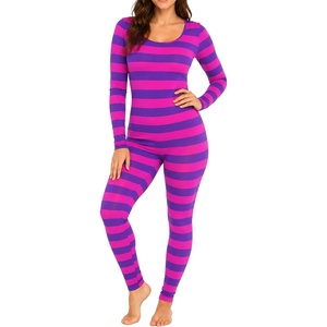 image:imageSTRETCH IS COMFORT Teamwear Womens Regular and Plus Size Cotton Tank UnitardPink Purple Stripes