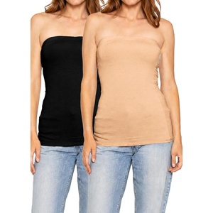 image:imageSTRETCH IS COMFORT Tube Tops for Women  Cotton Tops  Bandeau Top Long Length Mid and Cropped Length Plus Size  XS 5XBlackbeige