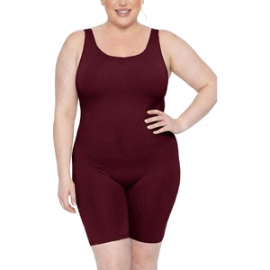 image:imageSTRETCH IS COMFORT Womens Plus Size Tank Unitard Athletic Rompers For WomenBurgundy