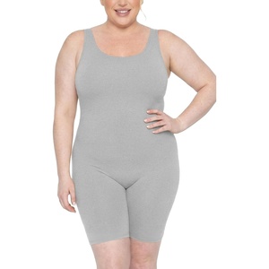 image:imageSTRETCH IS COMFORT Womens Plus Size Tank Unitard Athletic Rompers For WomenHeather Gray