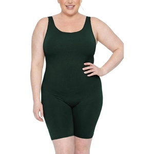 image:imageSTRETCH IS COMFORT Womens Plus Size Tank Unitard Athletic Rompers For WomenHunter Green