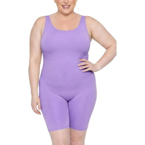 image:imageSTRETCH IS COMFORT Womens Plus Size Tank Unitard Athletic Rompers For WomenLavender