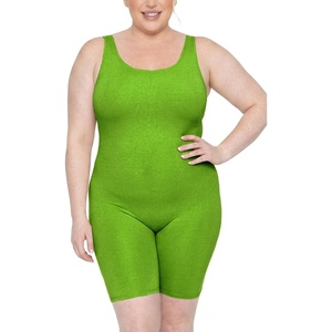 image:imageSTRETCH IS COMFORT Womens Plus Size Tank Unitard Athletic Rompers For WomenLime Green