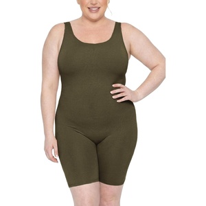 image:imageSTRETCH IS COMFORT Womens Plus Size Tank Unitard Athletic Rompers For WomenOlive Green