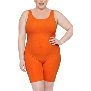 image:imageSTRETCH IS COMFORT Womens Plus Size Tank Unitard Athletic Rompers For WomenOrange