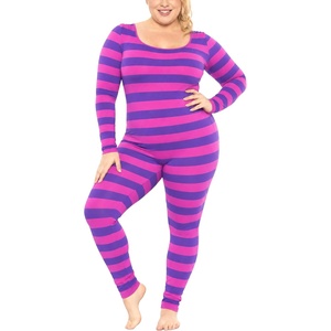 image:imageSTRETCH IS COMFORT Womens Plus Size Tank Unitard Athletic Rompers For WomenPink Purple Stripes