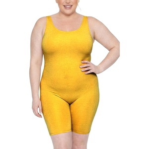 image:imageSTRETCH IS COMFORT Womens Plus Size Tank Unitard Athletic Rompers For WomenYellow