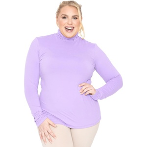 image:imageWomens Turtle Neck  Long Sleeve and Sleeveless Top  Plus Size XL7X  Tops Women White Turtleneck WomenLavender