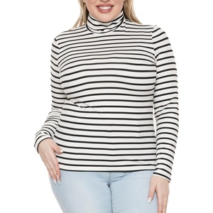 image:imageWomens Turtle Neck  Long Sleeve and Sleeveless Top  Plus Size XL7X  Tops Women White Turtleneck WomenNautical Black Stripes